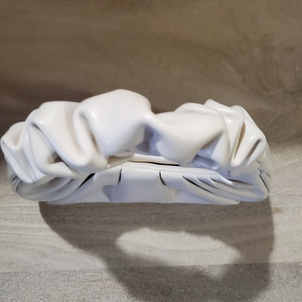 JW PEI GABBI RUCHED HOBO IVORY VEGAN LEATHER. HANDBAG.